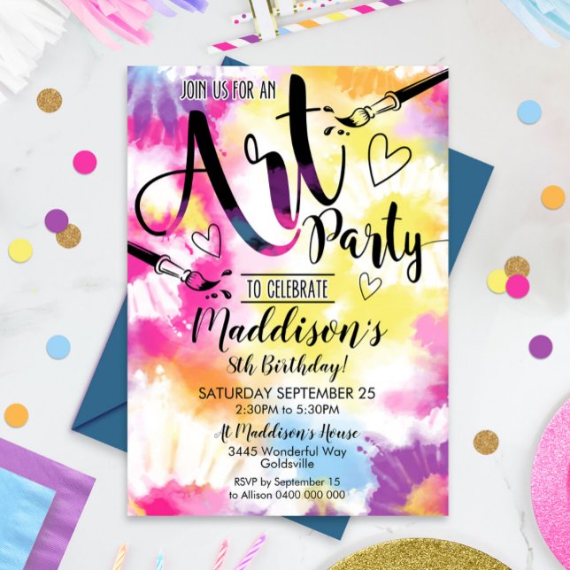 Art Party Invitation Tie Dye Art Party (Creator Uploaded)