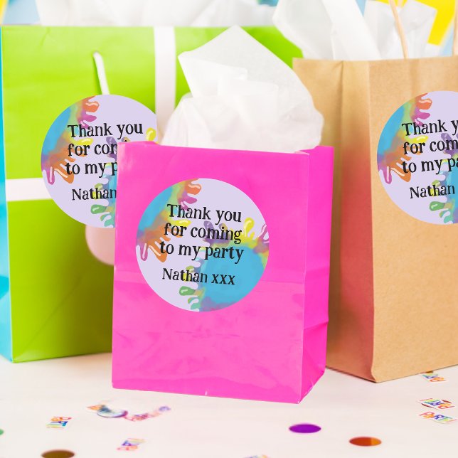 Art party kids Favor packaging Classic Round Sticker (Creator Uploaded)