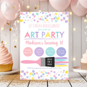Art Party Paint Party Pastel Birthday Invitation
