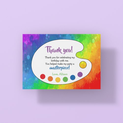 Art Party  Paint Party  Thank You Card