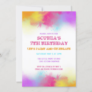 Art Paint Party Invites, Rainbow Canvas Easel - Cupcakemakeover