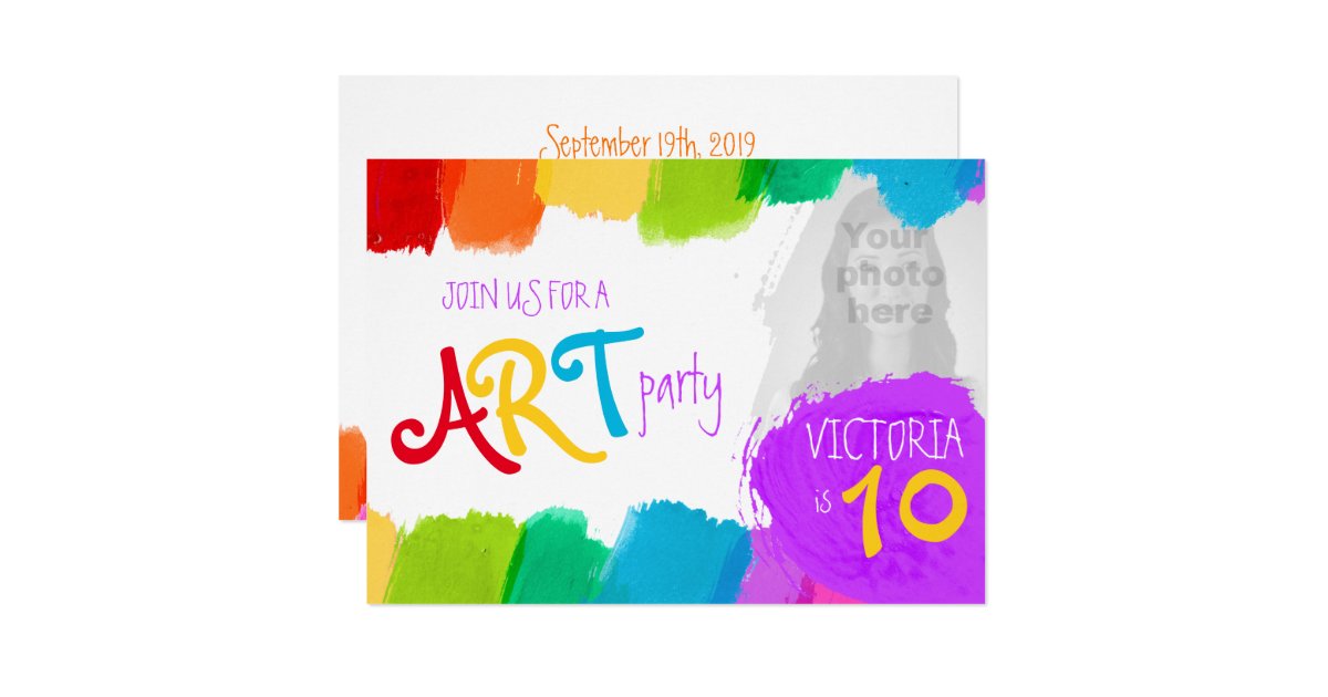 Art Party Painting 10th Birthday Party Invite Zazzle Com