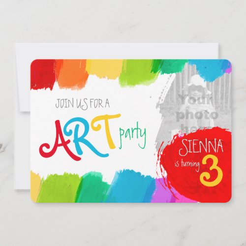 Art party painting 3th birthday party invite