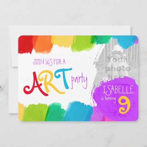 Art party painting 9th birthday party invite