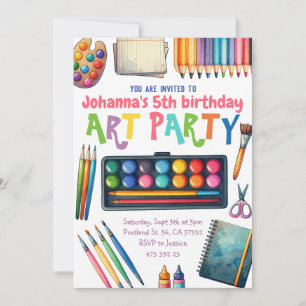 Art Party Painting Artist Kids Birthday Invitation