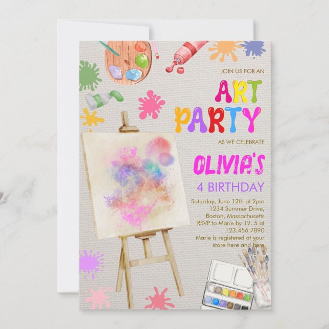Art Party Painting Birthday Invitation (Front)