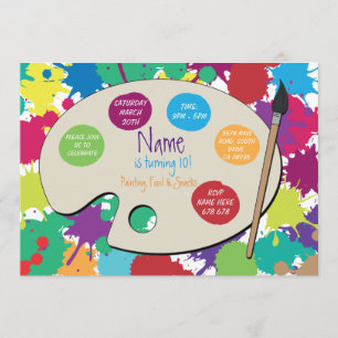 Art Party Painting Birthday Paint Palette Invite