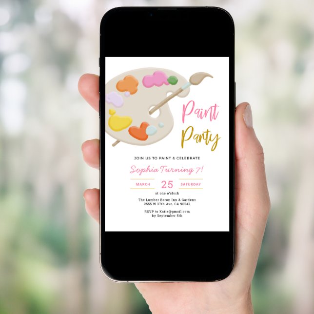 Art Party Painting Birthday Party Girl Invitation (Front Digital)