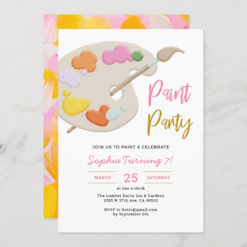 Art Party Painting Birthday Party Girl Invitation