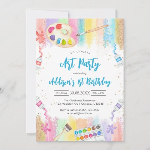 Art Party Painting Craft Birthday Invitation