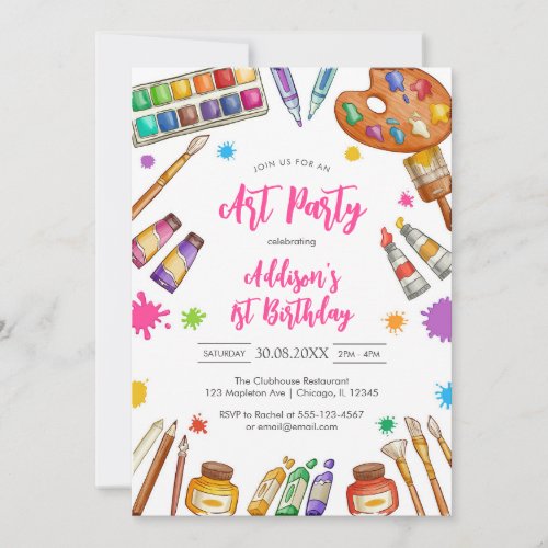 Art Party Painting Craft Birthday Party Invitation