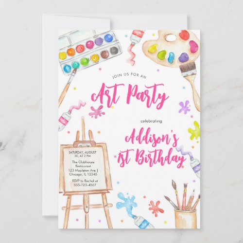 Art Party Painting Craft Birthday Party Invitation