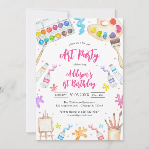 Art Party Painting Craft Birthday Party Invitation