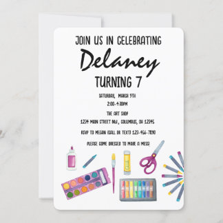 Art Party Painting Craft Party for girls Invitati Invitation
