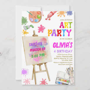 Art Party Painting Girl Birthday Invitation