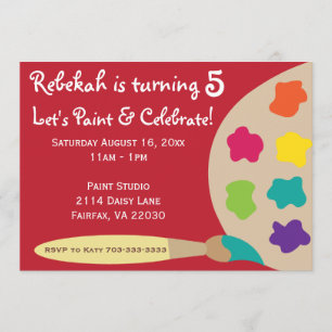 Art Party Palette Invites - Red