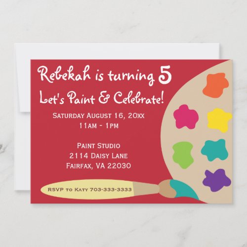 Art Party Palette Invites - Red