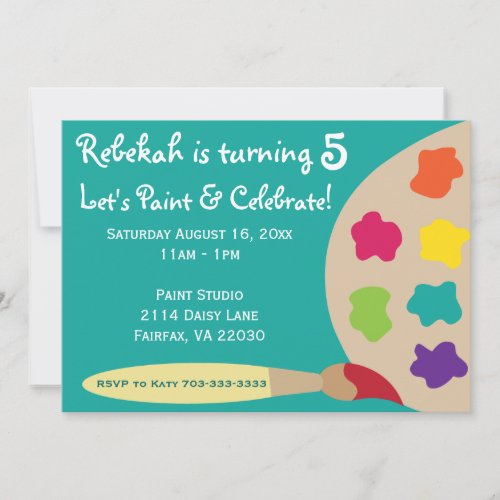 Art Party Palette Invites - Teal