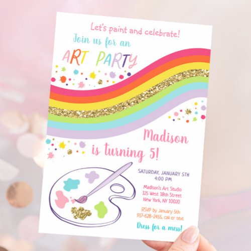 Art Party Rainbow Birthday Invitation