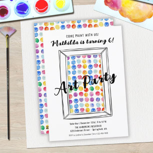 Art Party Rainbow Polka Dots Birthday Bash Invitation