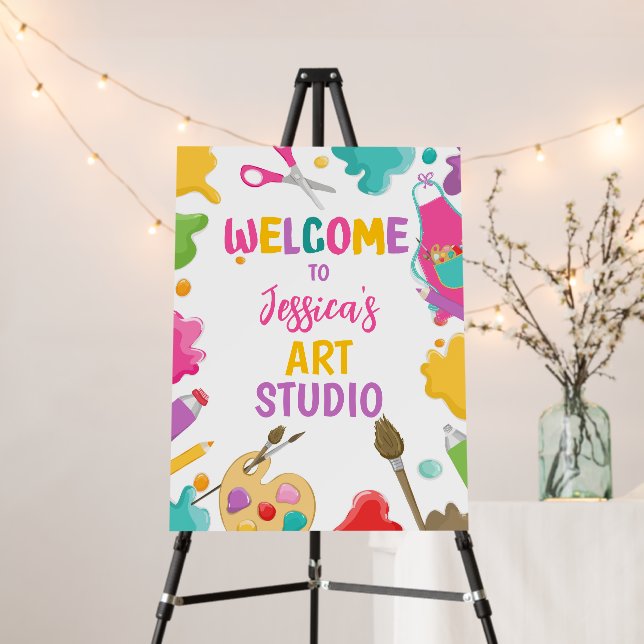 Art Party Studio Craft Paint Artist Girl Birthday Foam Board (In Situ (Stand))