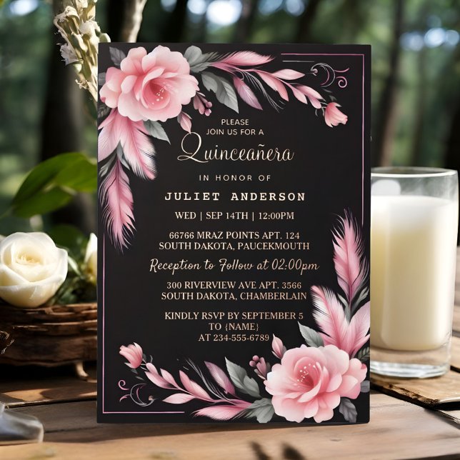 Art Pastel Font Dusty Glam Rose Gold Quinceanera Foil Invitation (Creator Uploaded)