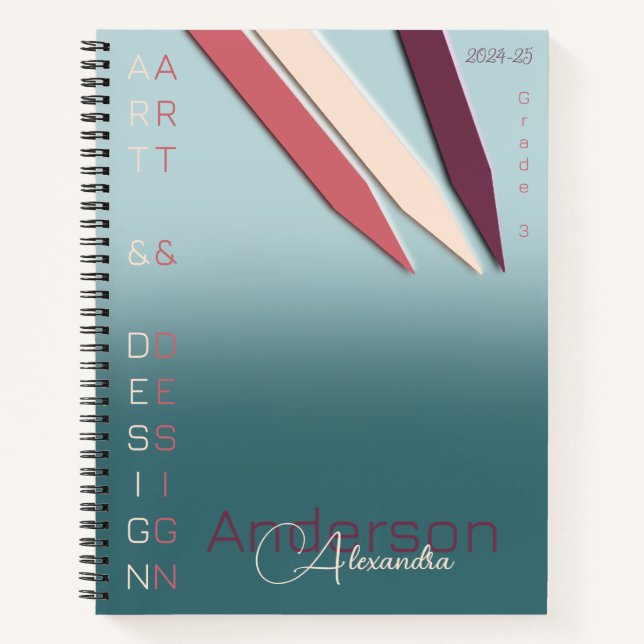 Art pencils in sweet colors notebook (Front)