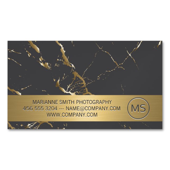 Art | Photographer | Gold Gray Marble Business Card Magnet (Front)
