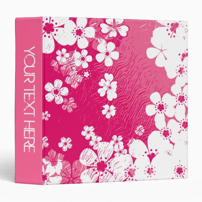 Art pink and white floral pattern binder (Front/Spine)