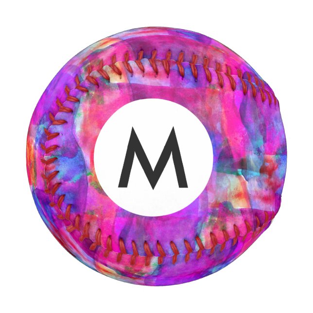 Art pink, blue, red texture background baseball (Front Left)