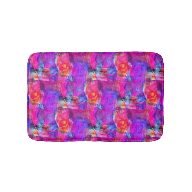 Art pink, blue, red texture background bathroom mat (Front)
