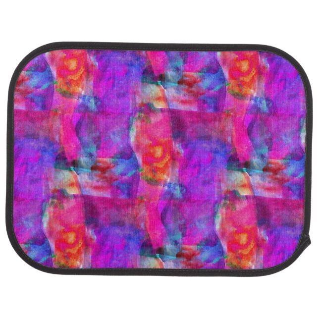 Art pink, blue, red texture background car mat (Rear)
