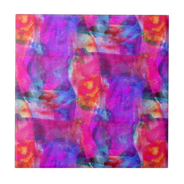 Art pink, blue, red texture background ceramic tile (Front)