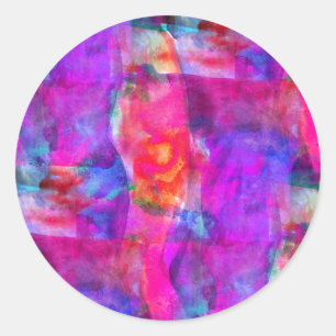 Art pink, blue, red texture background classic round sticker