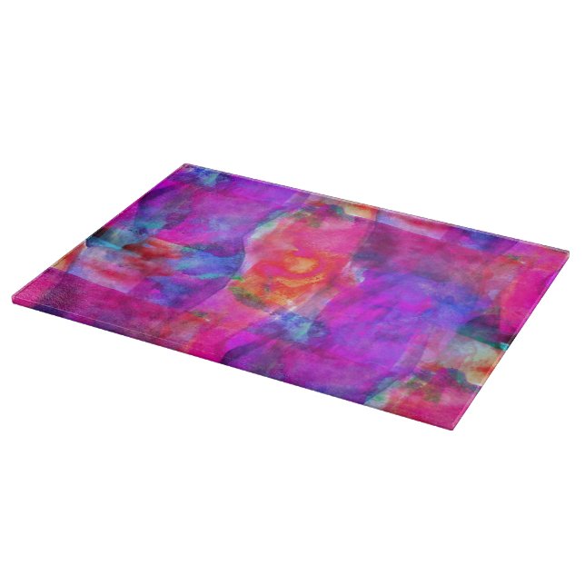Art pink, blue, red texture background cutting board (Corner)