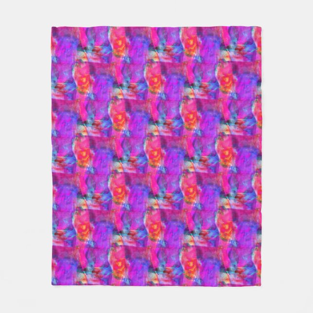 Art pink, blue, red texture background fleece blanket (Front)