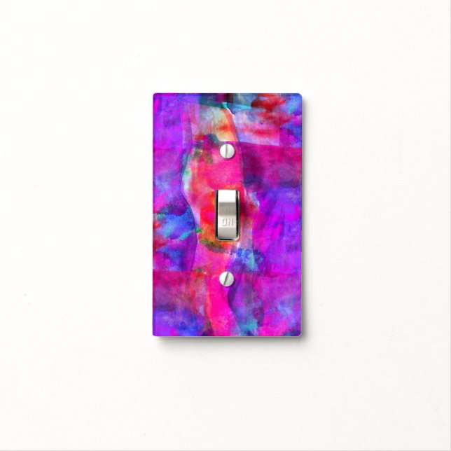 Art pink, blue, red texture background light switch cover (In Situ)