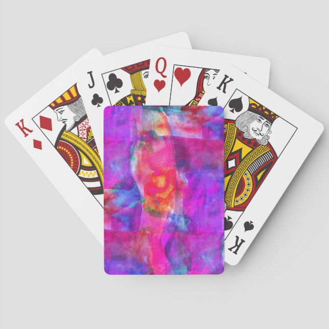 Art pink, blue, red texture background poker cards (Back)