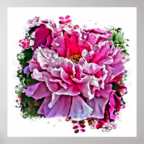  Art Pink Peony Painting Artistic AR1 Poster