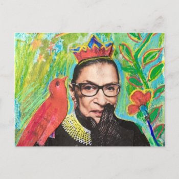 Art Post Card  Rgb Ruth Gader Ginsburg And Bird by arteeclectica at Zazzle