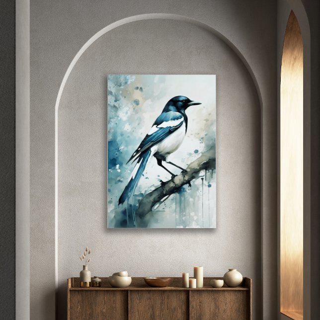 ART Poster : Elegant Magpie l Blue, Grey, Navy l  (Creator Uploaded)