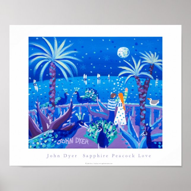 Art Poster: Sapphire Peacock Love, Côte d'Azur Poster (Front)
