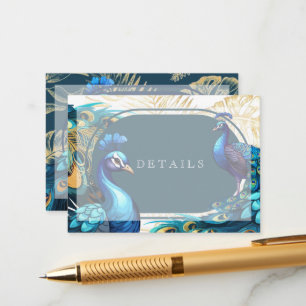 Art Premium Peacocks Feathers Wedding Details Enclosure Card