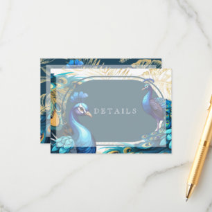 Art Premium Peacocks Feathers Wedding Details Enclosure Card