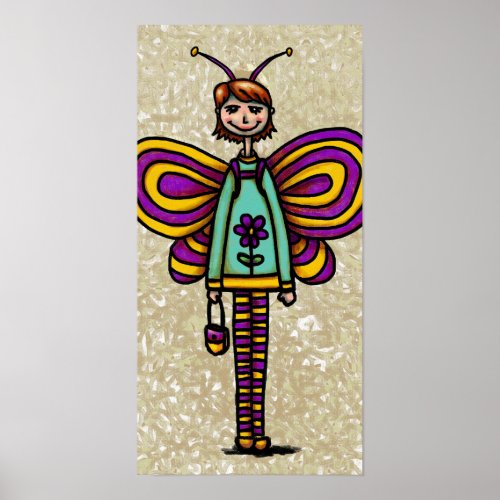 Art Print Butterfly Girl Poster