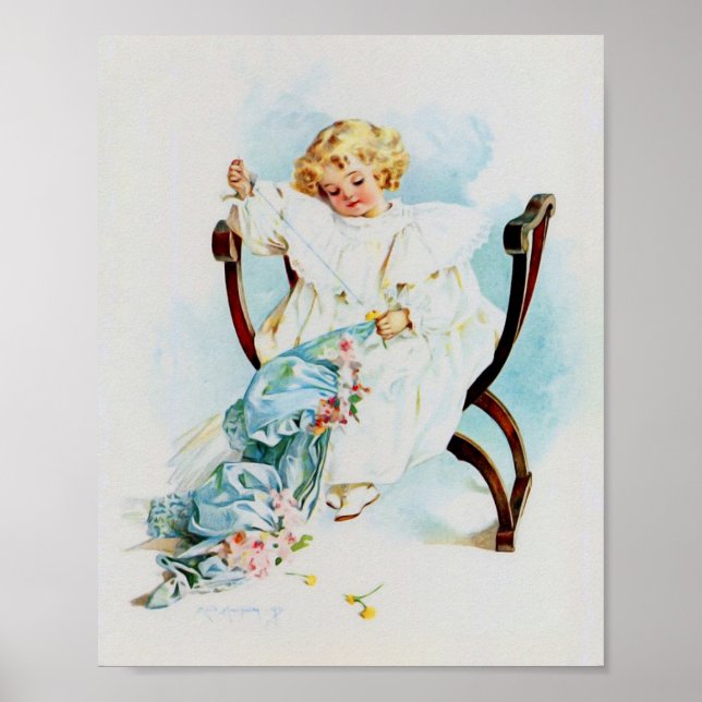 Art Print by Maud Humphrey Girl Sewing (Front)