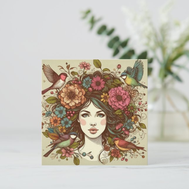 Art Print Card Birds Song In Fall (Standing Front)