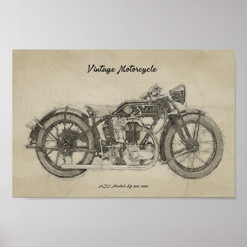 Art Print Classic Motorcycle 