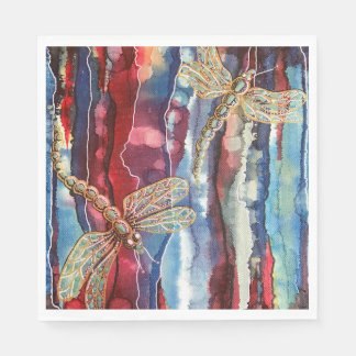 Art print, dragonflies, paper napkins. napkins