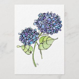 Art Print - Hydrangea - Watercolor & Ink  Card